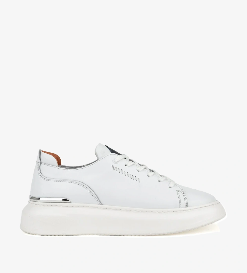 Erkek Hakiki Deri Sneaker 151987Z024 Beyaz