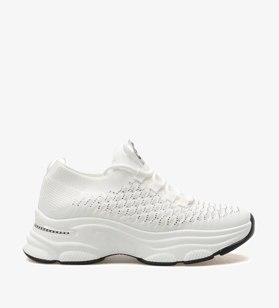 Kadın Taş Detaylı Sneaker Günlük Ayakkabı 25y 25y309-3 Z Beyaz - Görsel 1