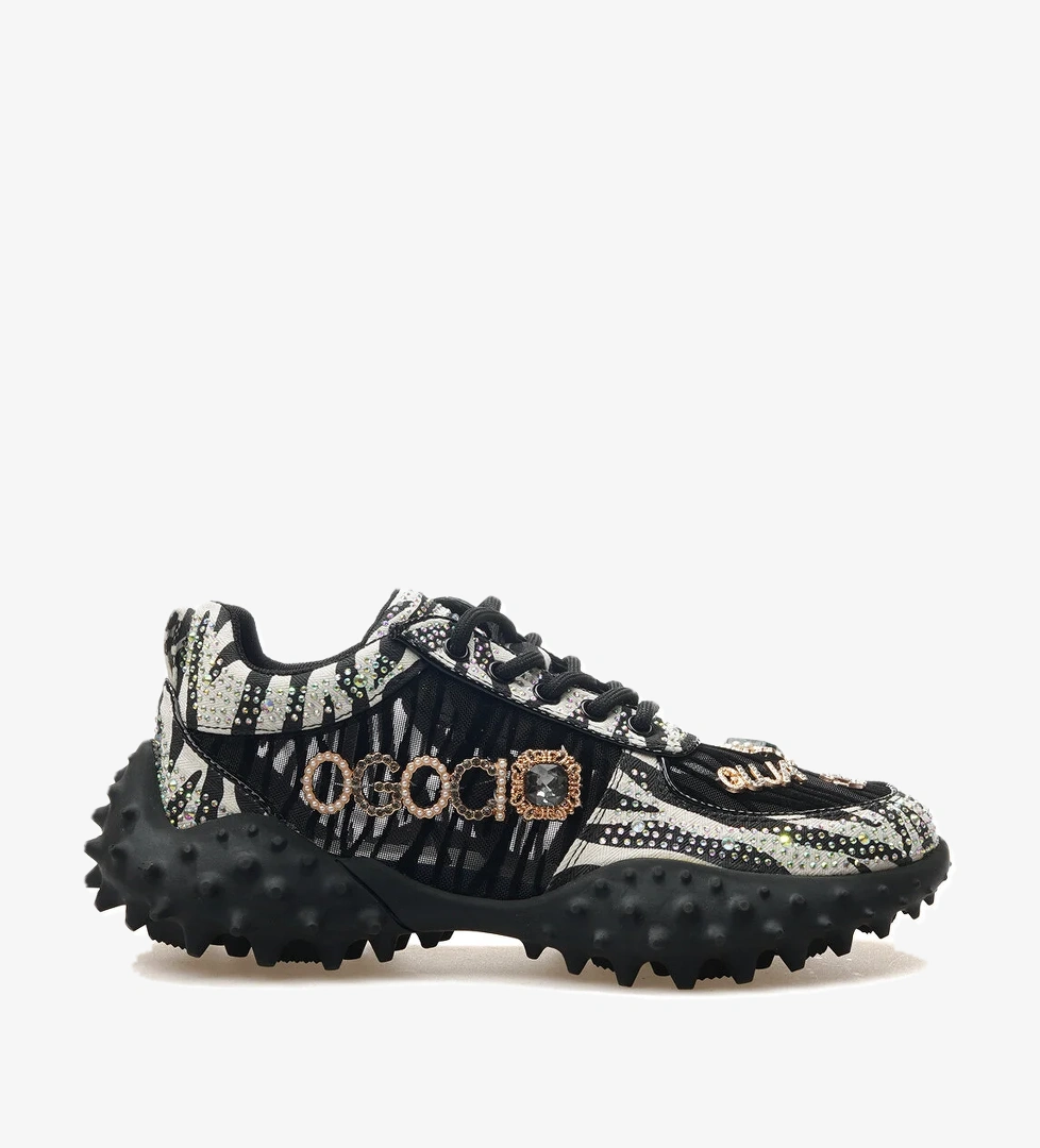 Guja Kadın Taş Detaylı Sneaker Günlük Ayakkabı 25y 25y338 Z Bej Siyah model görseli