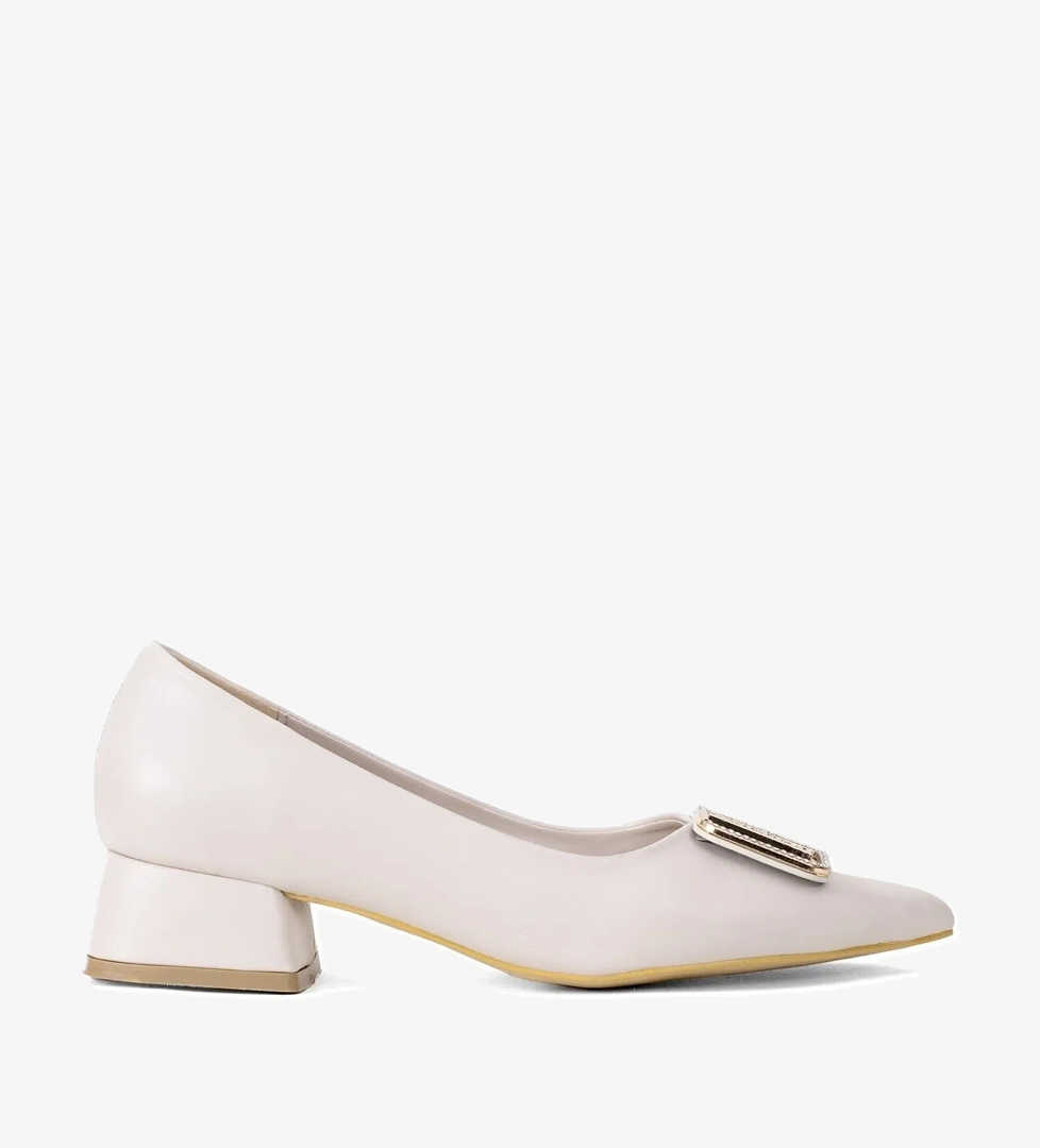 Elit Brk1904C Kadın Tokalı Klasik Alçak Topuklu Ayakkabı Ten