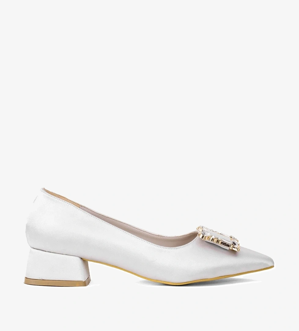 Elit Brk1913S Kadın Tokalı Klasik Alçak Topuklu Ayakkabı Gri