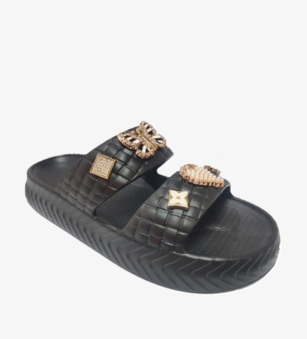 E800-17-25 Yeni Örgülü Taşli Kadın Terlik