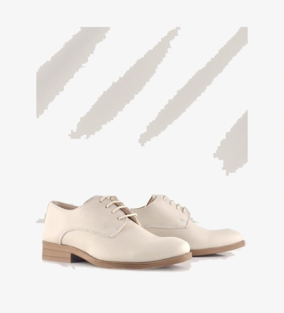 Rakerplus Krem Cilt Bağcıklı Oxford Çocuk Okul Ayakkabısı model görseli