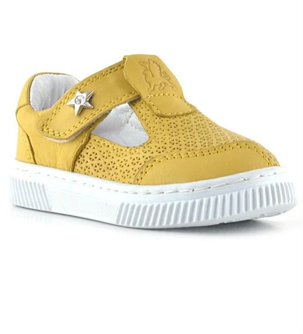 Rakerplus Bheem Hakiki Deri Sarı Cırtlı Yıldız Detaylı Bebek Sandalet model görseli