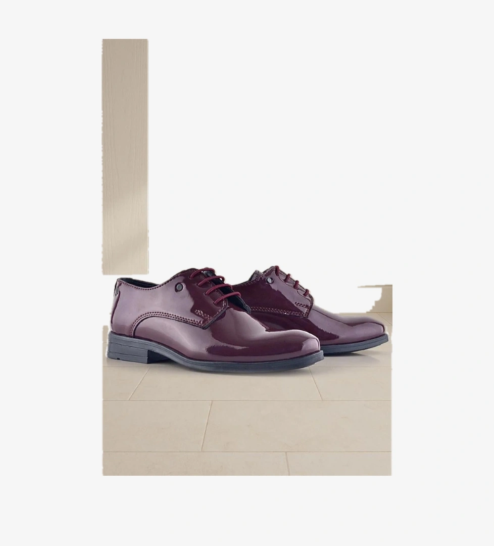 Bordo Rugan Bağcıklı Metal Detaylı Oxford Çocuk Klasik Ayakkabısı - Görsel 1