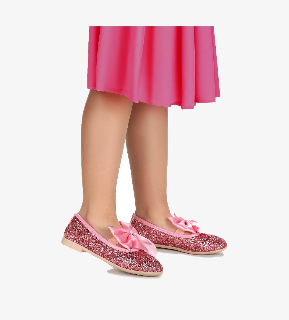 Kiko Kids Kiko Kids Tari Cam Kırığı Fiyonk Lastikli Kız Çocuk Babet Ayakkabı Pembe | Flo Pembe - 1. görsel