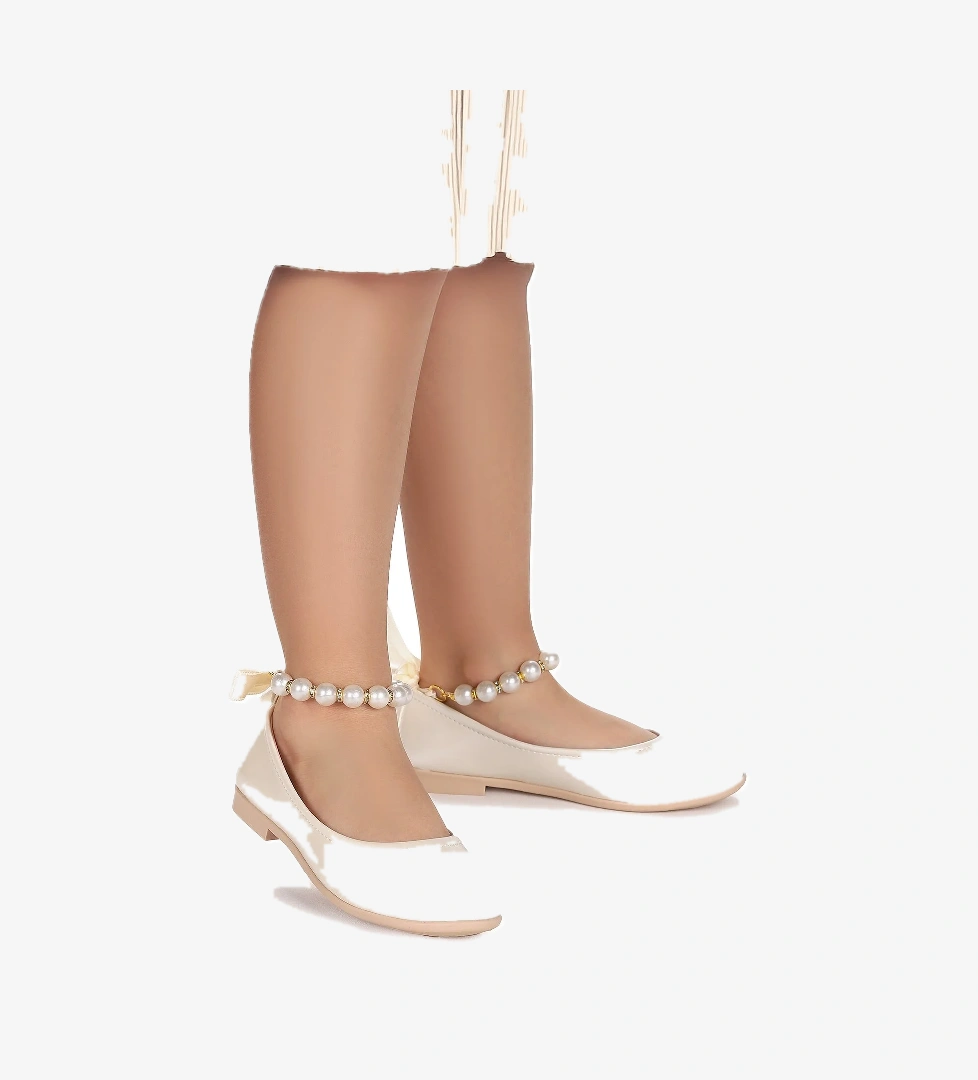 Kiko Kids Kiko Kids Beyaz Blanch İncili Lastikli Kız Çocuk Babet Ayakkabı Sedef | Flo Beyaz - 1. görsel