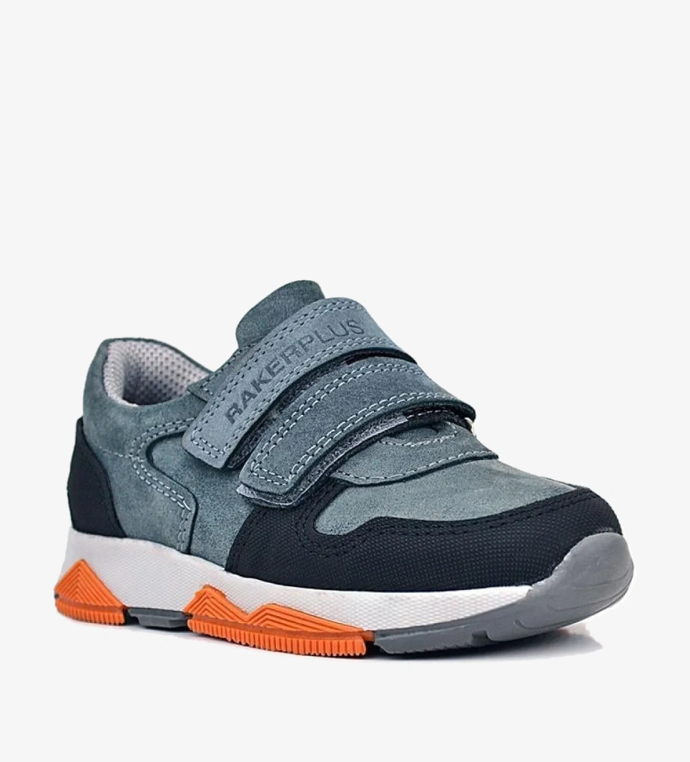 Rakerplus Hakiki Deri Koyu Gri Çocuk Cırtlı Sneakers Spor Ayakkabı model görseli