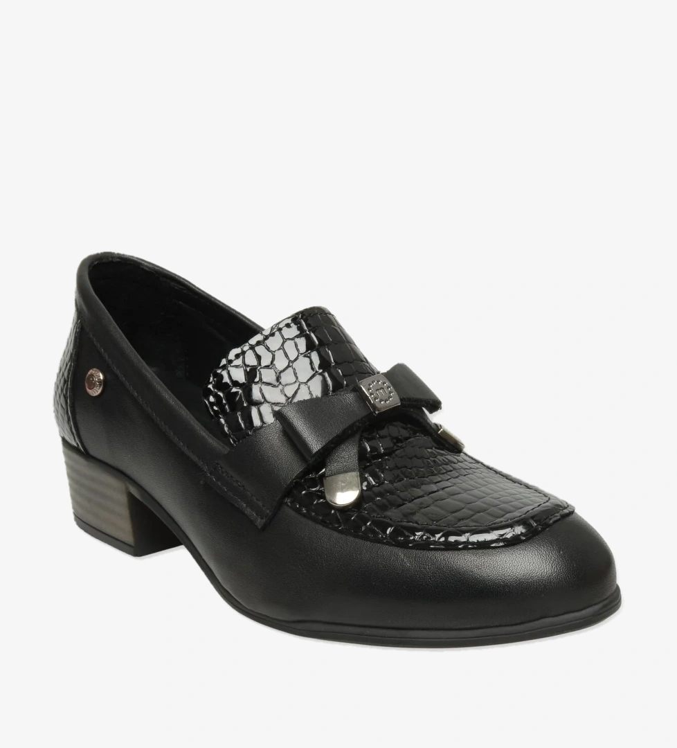 Mammamia D25ya-3365 Günlük Kalin Topuklu Siyah Rugan Kadın Ayakkabı model görseli