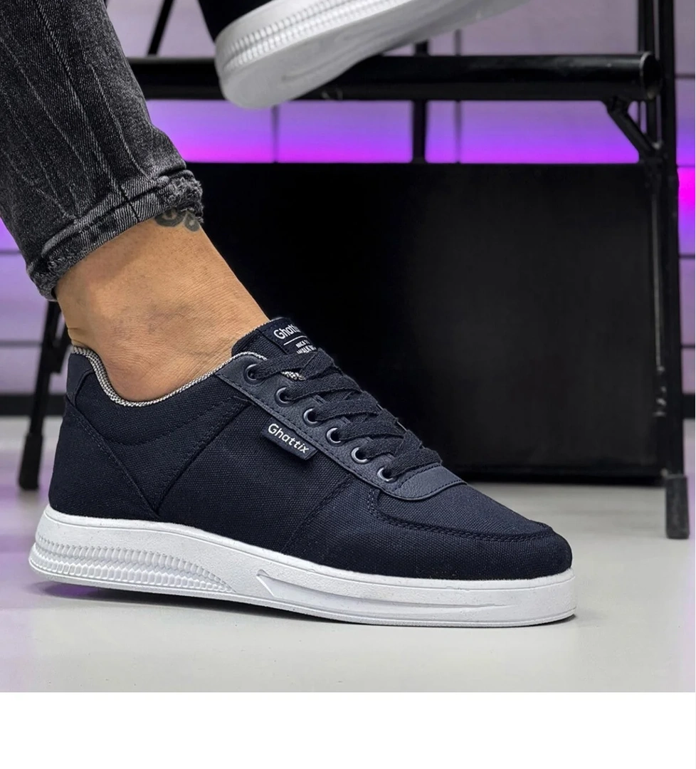 Erkek Keten Sneaker Ayakkabı Lacivert