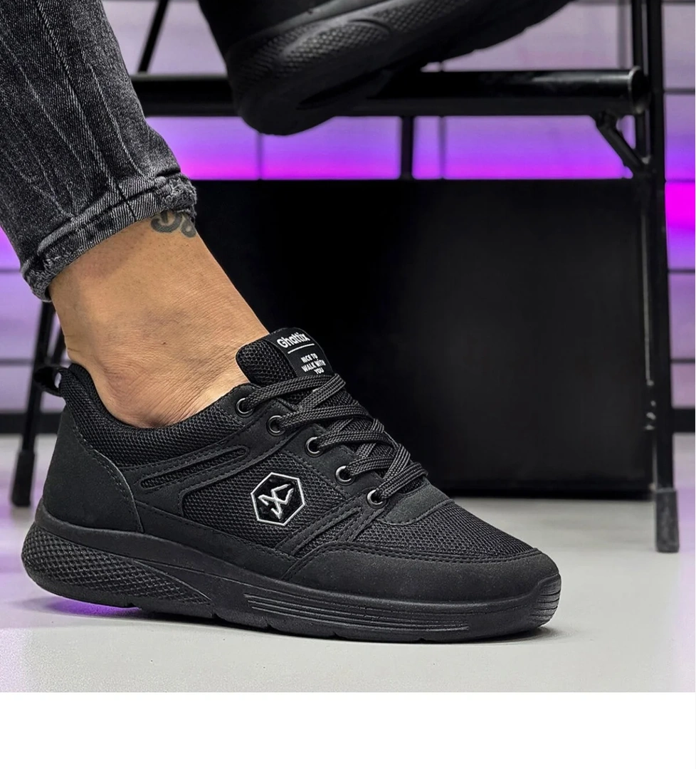 Erkek Spor Ayakkabı Günlük Siyah Siyah