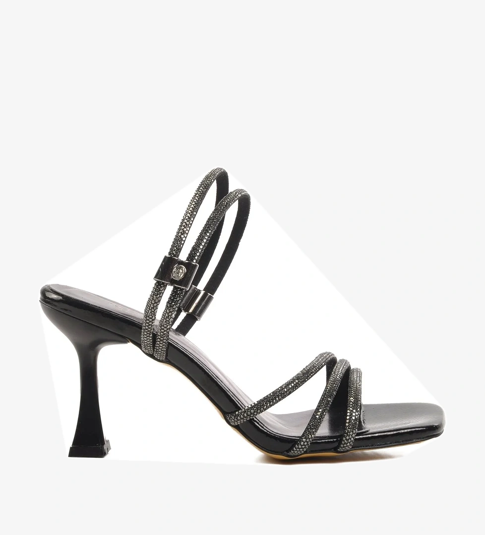 Siyah Rugan Kadın Topuklu Ayakkabı 655372 Z