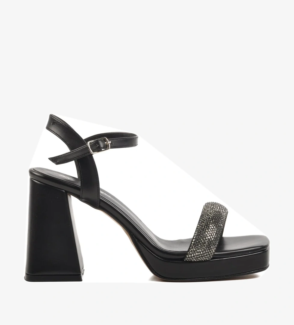 Siyah Platform Topuk Kadın Topuklu Ayakkabı 336535 Z