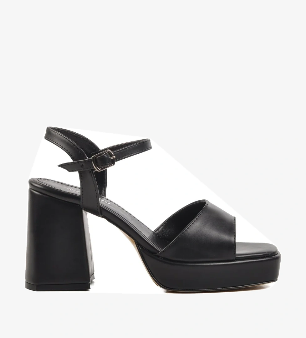 Siyah Platform Topuk Kadın Topuklu Ayakkabı 284091 Z