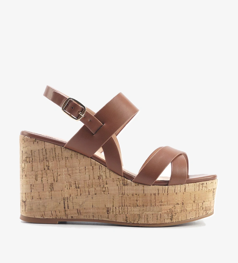 MONSA 5FX Kahverengi Kadın Dolgu Topuk Sandalet - Görsel 1