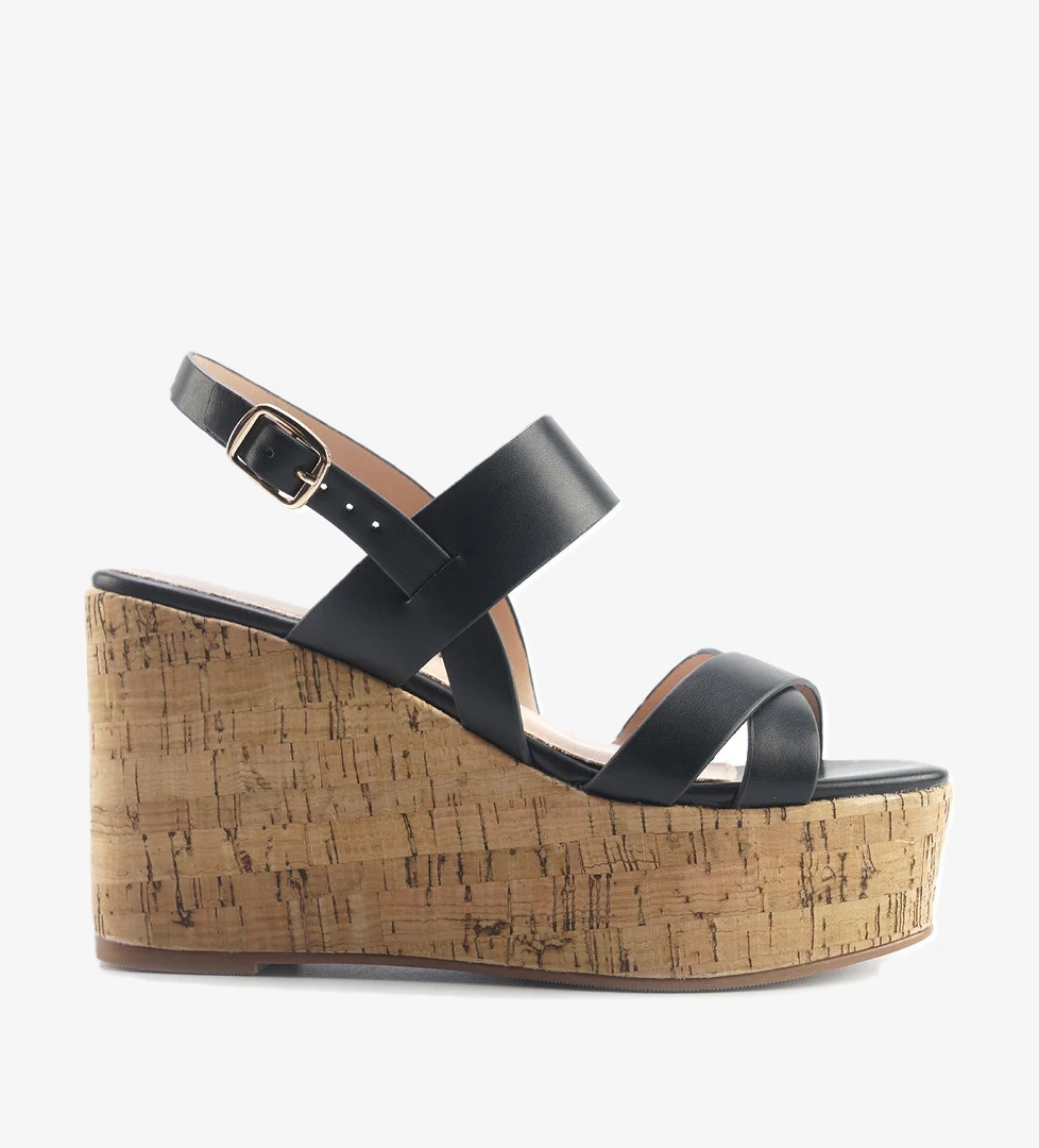 MONSA 5FX Siyah Kadın Dolgu Topuk Sandalet - Görsel 1