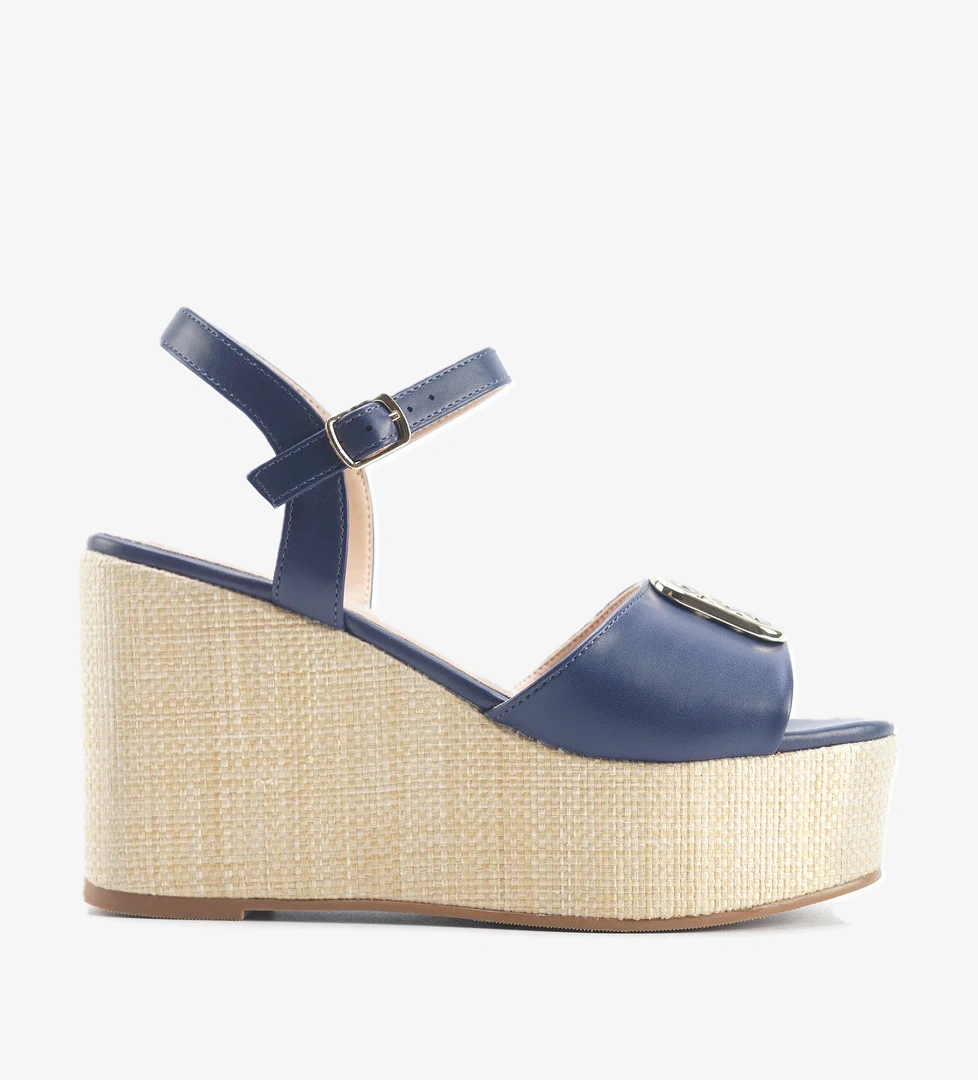 MONNI 5FX Lacivert Kadın Dolgu Topuk Sandalet - Görsel 1