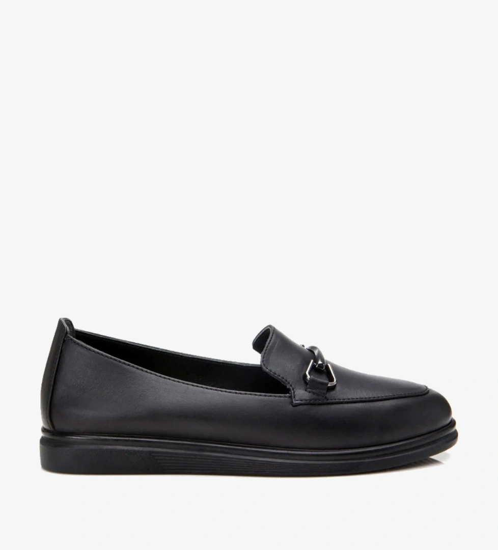 Hotiç Kadın Deri Vizon Siyah Tokalı Günlük Loafer model görseli