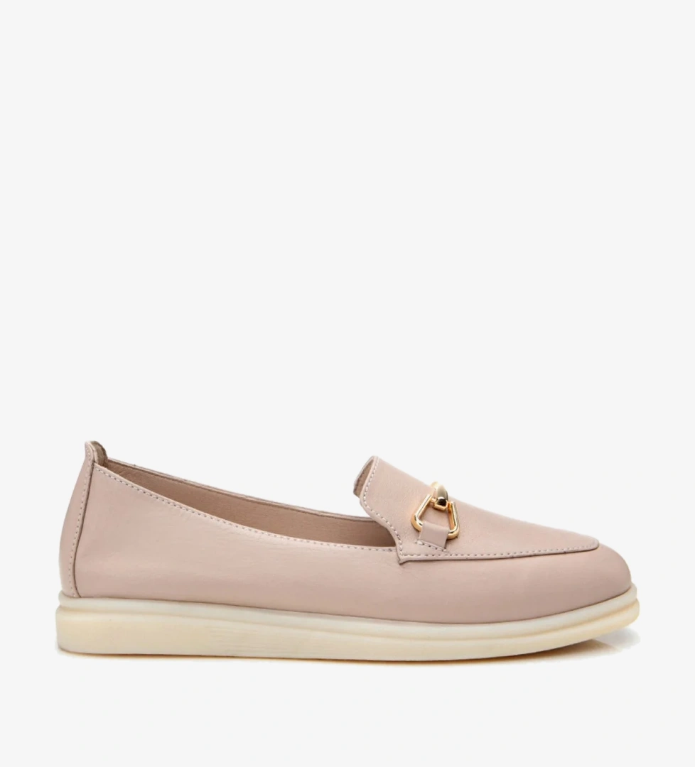 Kadın Deri Vizon Tokalı Günlük Loafer