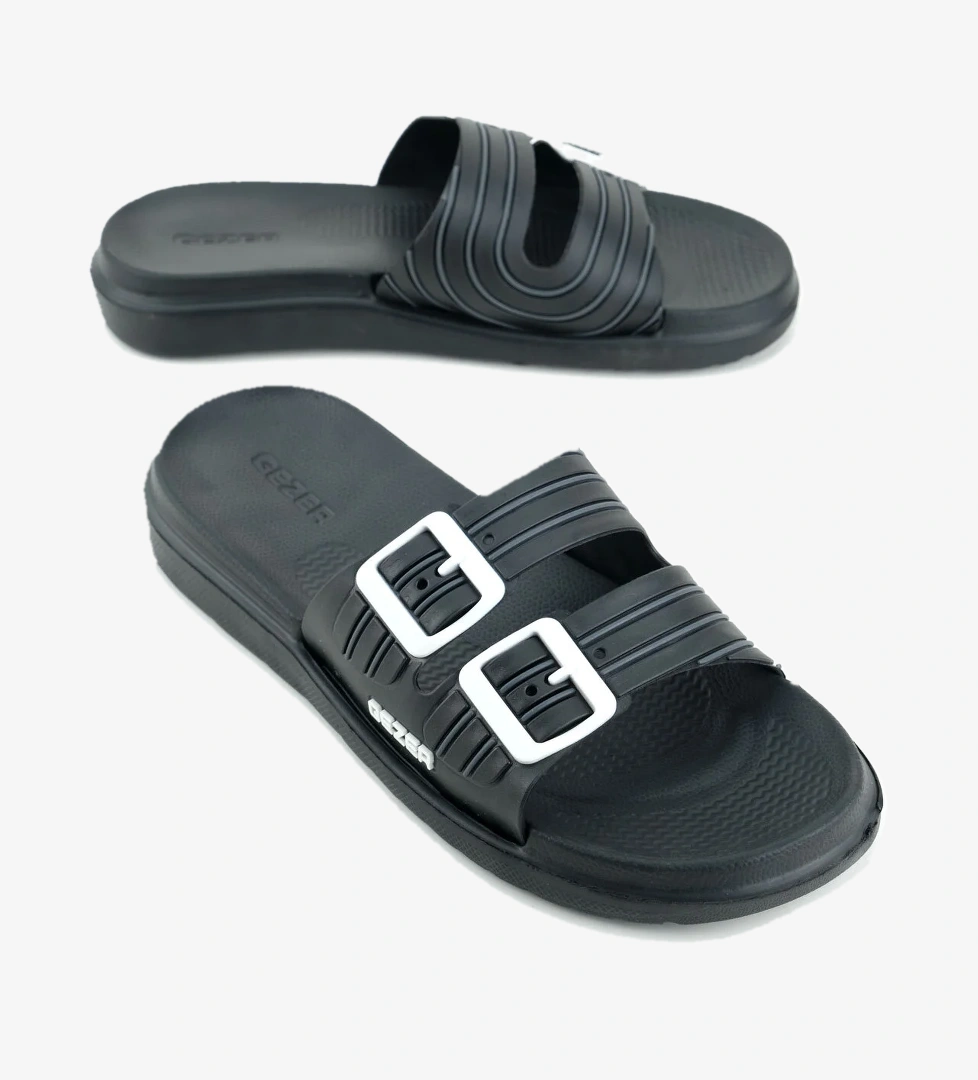 Gezer Gezer Siyah Erkek Yazlık Eva Islak Zemine Uygun Günlük Ev Bahçe Havuz Banyo Terlik Flo'da! Siyah - 1. görsel