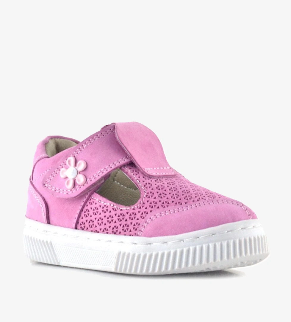 Rakerplus Bheem Hakiki Deri Pembe Cırtlı Çiçek Detaylı Bebek Sandalet model görseli