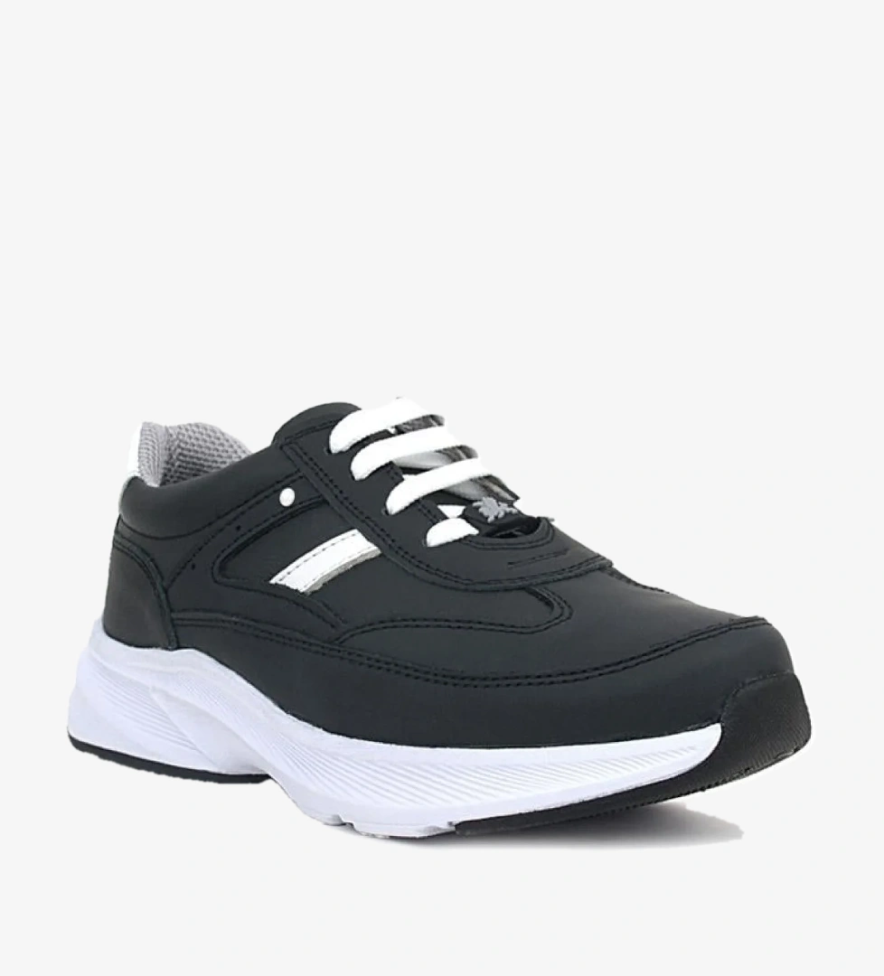 Rakerplus Hakiki Deri Siyah Beyaz Metal Detaylı Bağcıklı Kız Çocuk Spor Ayakkabı model görseli