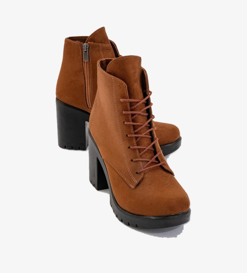 Bağcıklı Kadın Topuklu Bot TABA SÜET