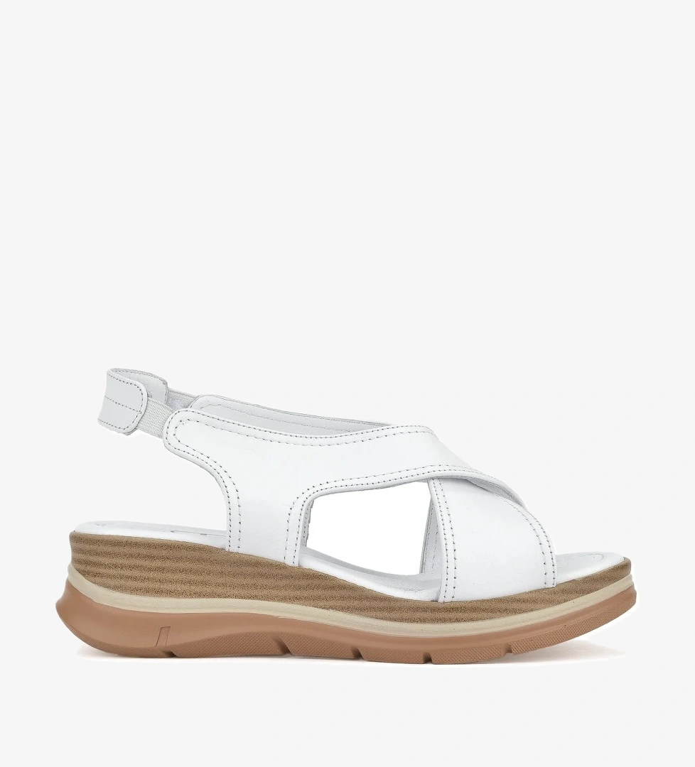 Kadın Hakiki Deri Dolgu Topuk Sandalet 1511020Z2562 Beyaz