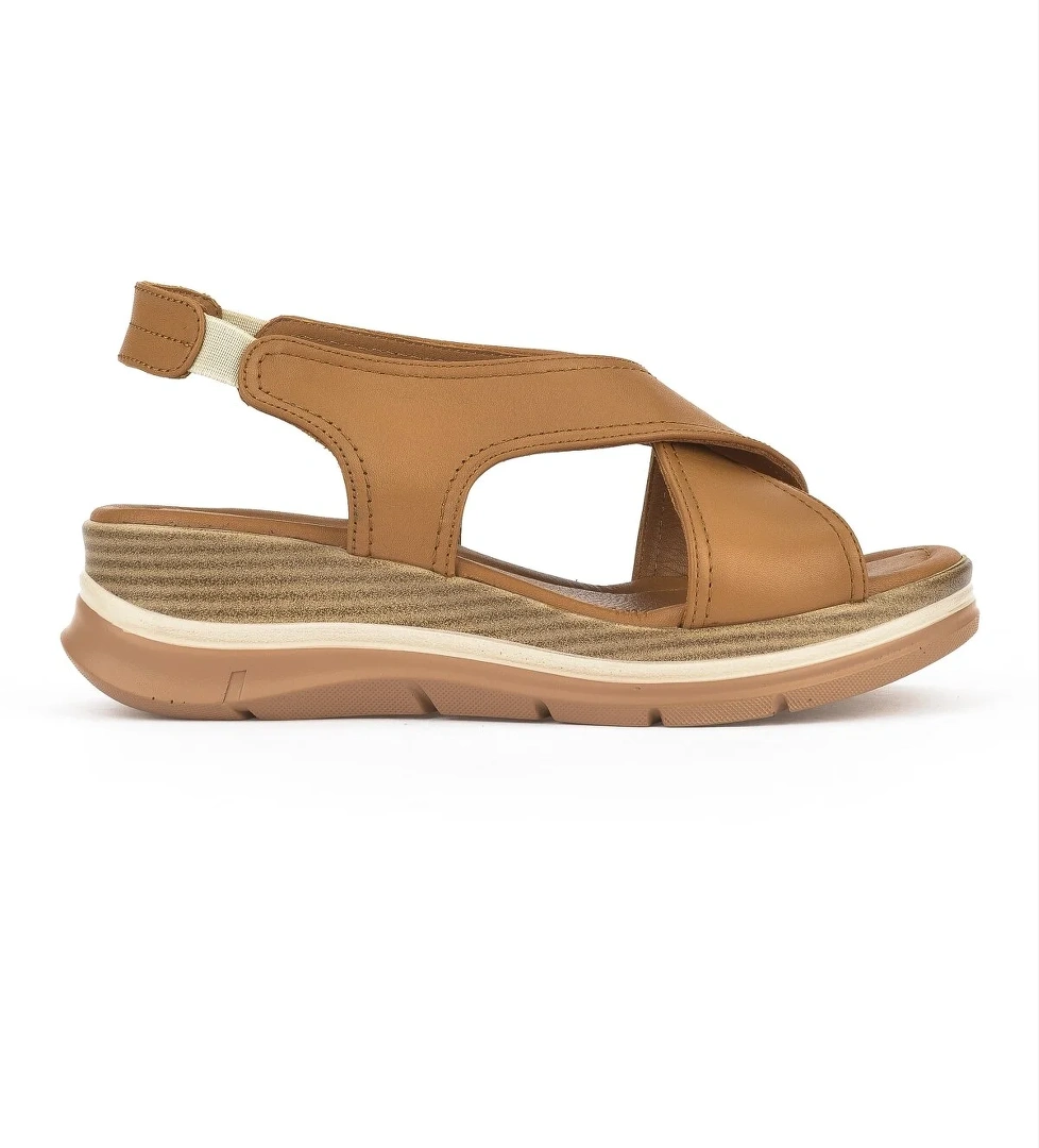 Kadın Hakiki Deri Dolgu Topuk Sandalet 1511020Z2562 Taba