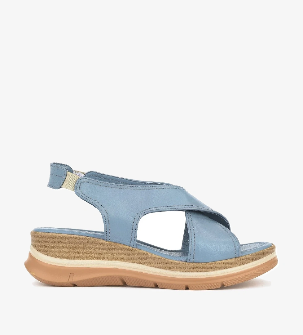 Kadın Hakiki Deri Dolgu Topuk Sandalet 1511020Z2562 Mavi