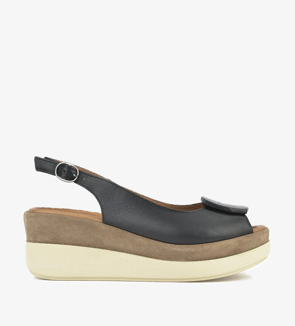 Kadın Hakiki Deri Topuklu Sandalet 151992Z21010S Siyah