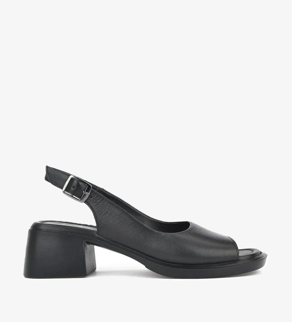 Kadın Hakiki Deri Topuklu Sandalet 151992Z8004 Siyah