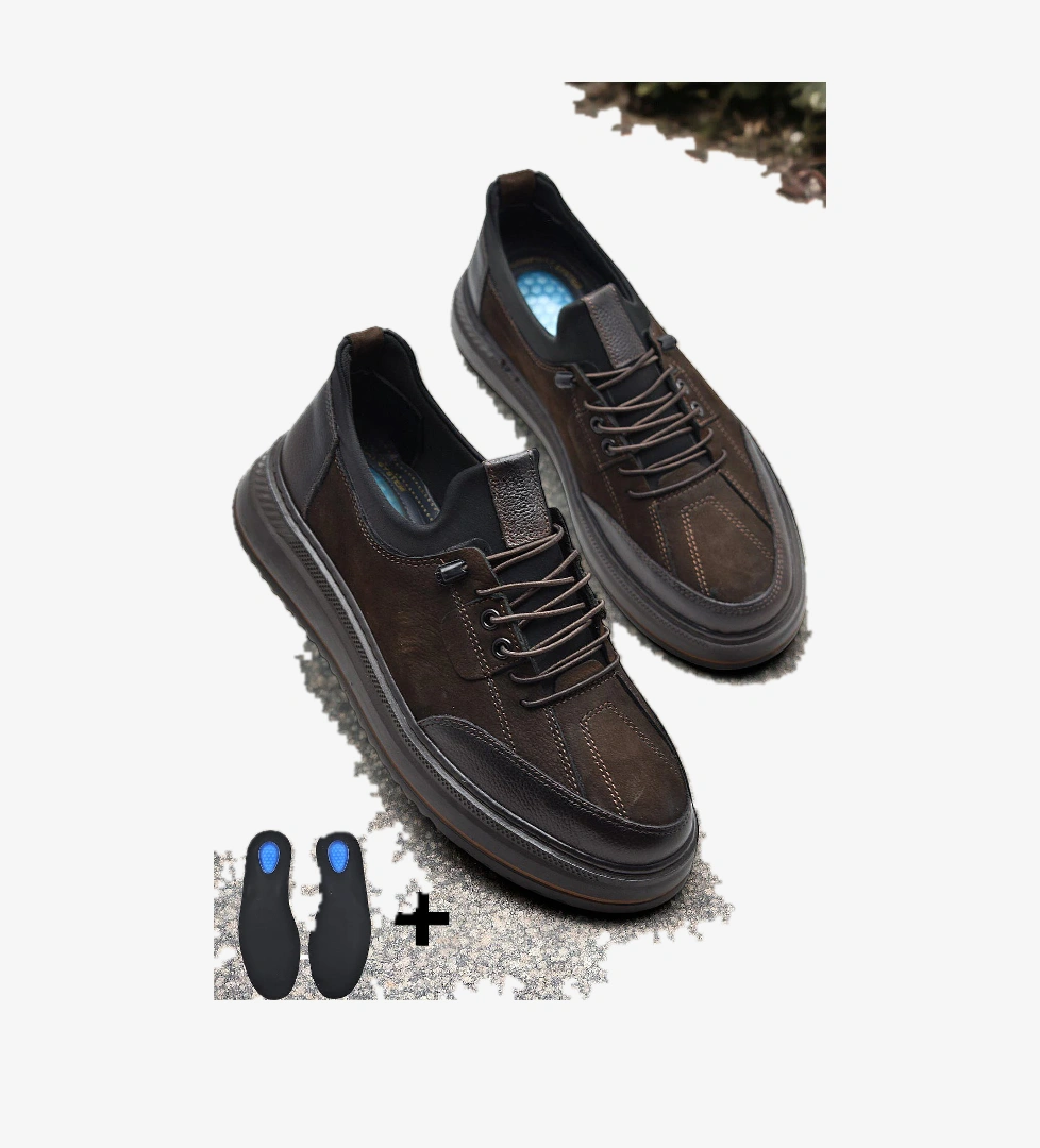 TAB550 Topuk Jelli Ortopedik Taban Hakiki Deri Erkek Ayakkabı Casual Günlük Erkek Ayakkabı POLİ Hafif Taban - Görsel 1