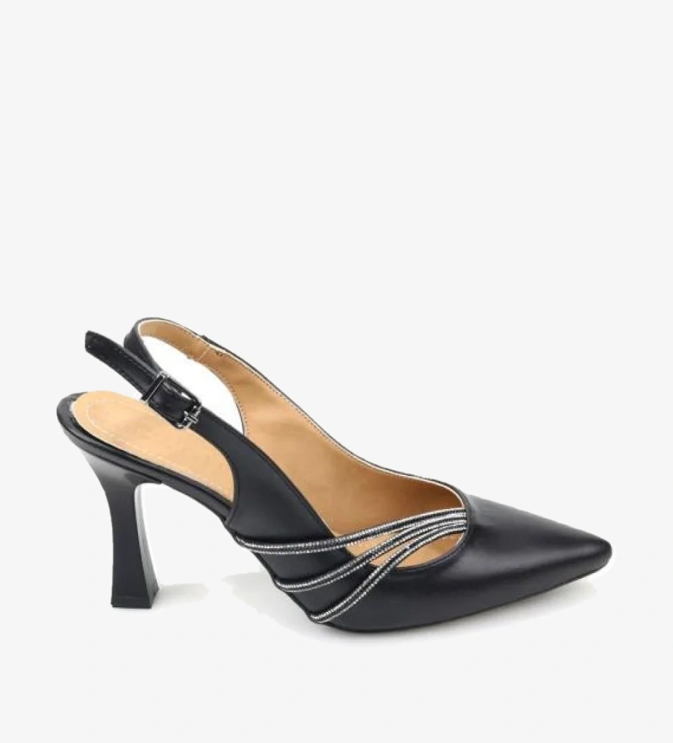 Wzy 02814 8,5 Cm Topuklu Kadın Arkası Açık Stiletto Ayakkabı