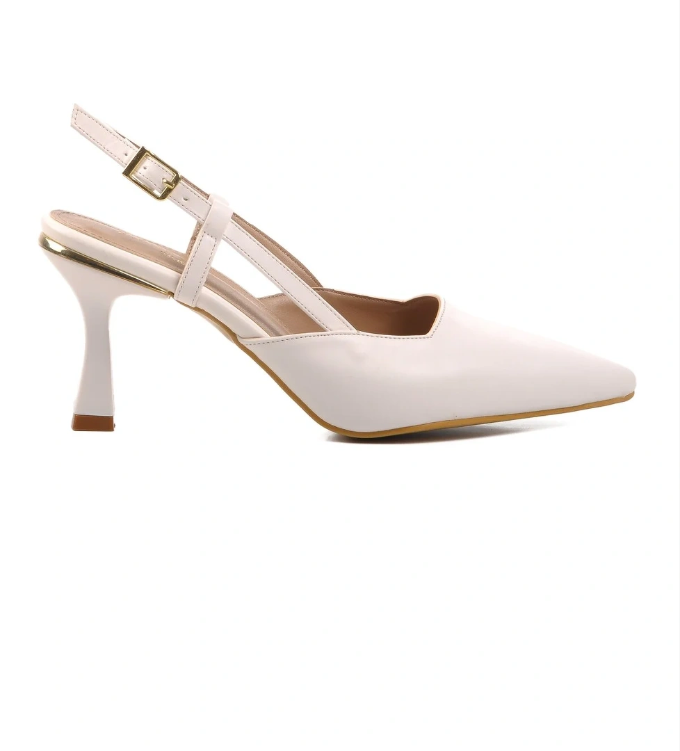 Beyaz İnce Topuklu Kadın Abiye Ayakkabı PC-54723 Z