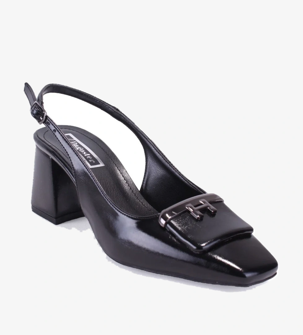 Dagoster Dza07-11363017 Siyah Ten Rugan Klasik Topuklu Kadın Ayakkabı model görseli