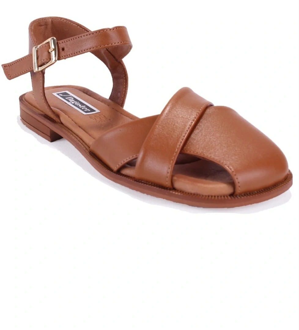 DZA07-60216243 Taba Günlük Ortopedik Deri Spor Kadın sandalet - Görsel 1