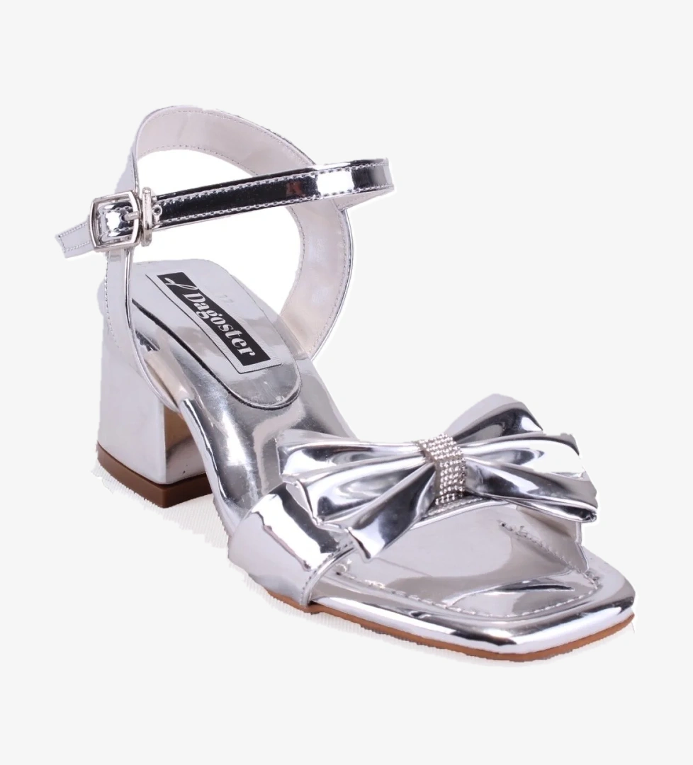 DJA76-ASK43 Gümüş Ortopedik Kız Çocuk Abiye Ayakkabı