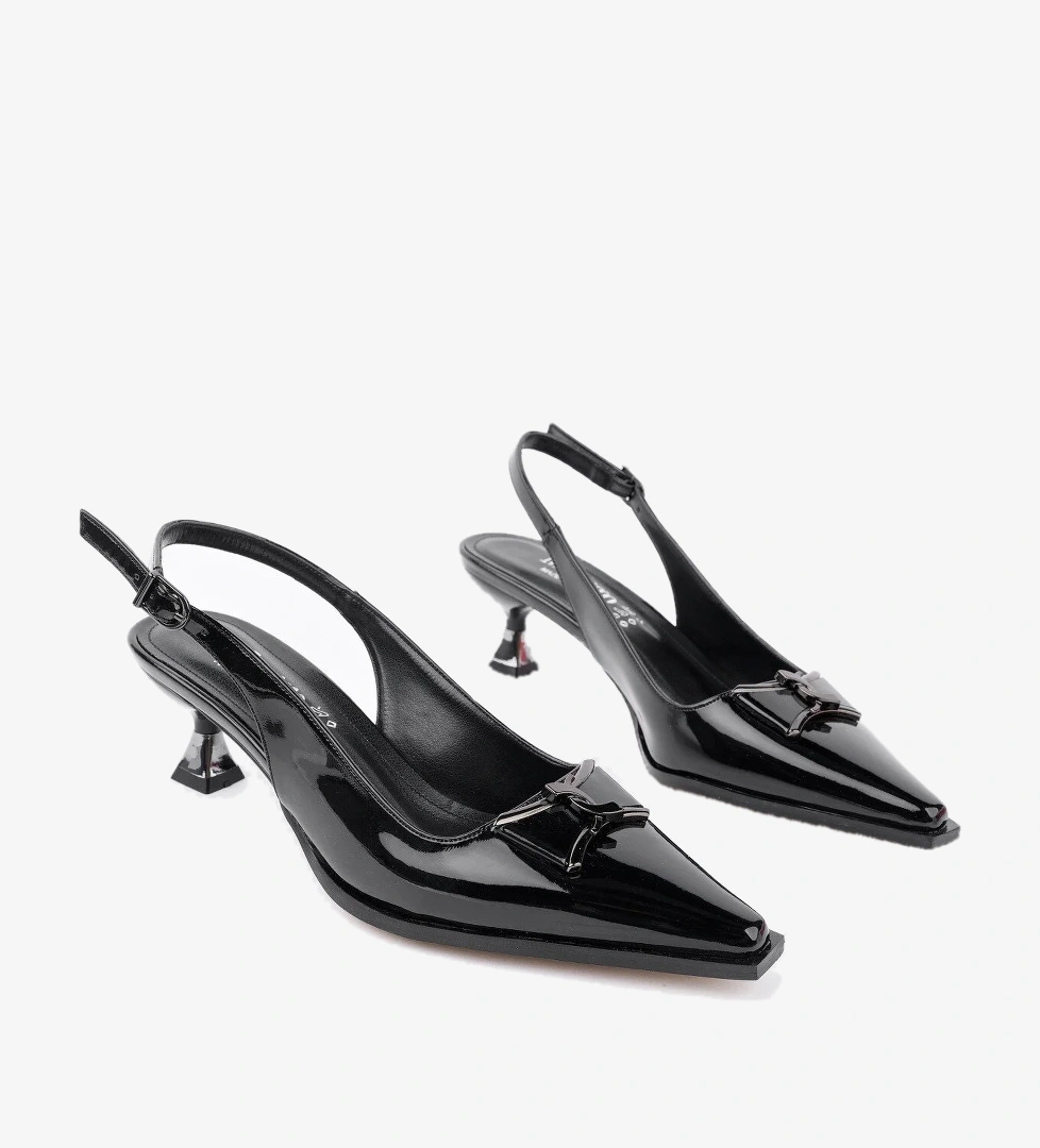 FOREST Arkası Açık Toka Detaylı Günlük Klasik Topuklu Kadın Stiletto Ayakkabı