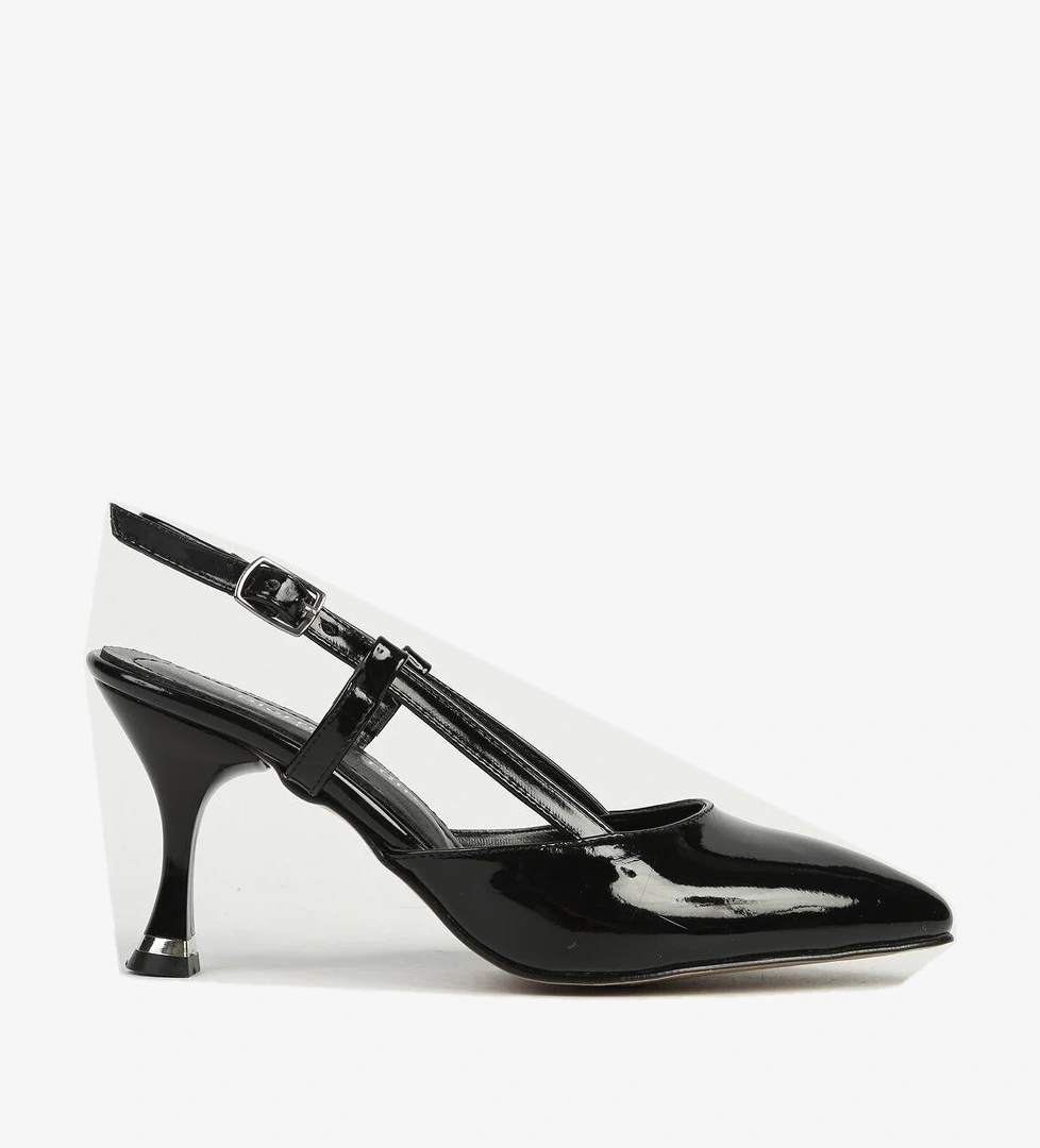 Siyah Rugan Kadın Topuklu Ayakkabı PC-54689 - Görsel 1