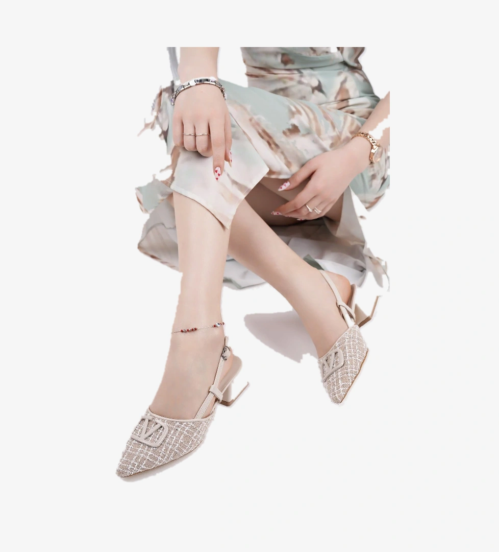 Muggo JUMANİ Sivri Burun Tokalı Arkası Açık Klasik Kısa Topuklu Kadın Ayakkabı