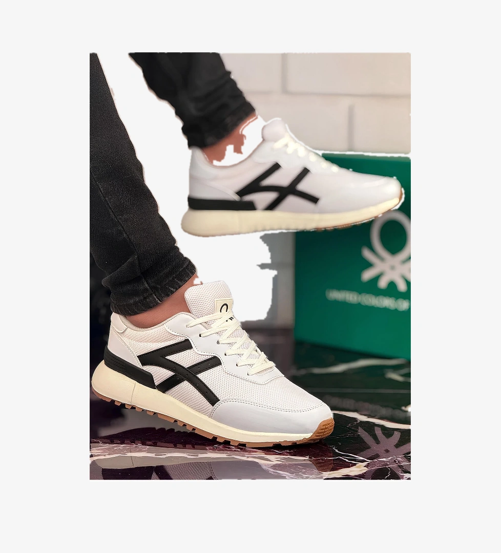 Benetton Erkek Sneaker Ayakkabı 988 Beyaz Siyah model görseli