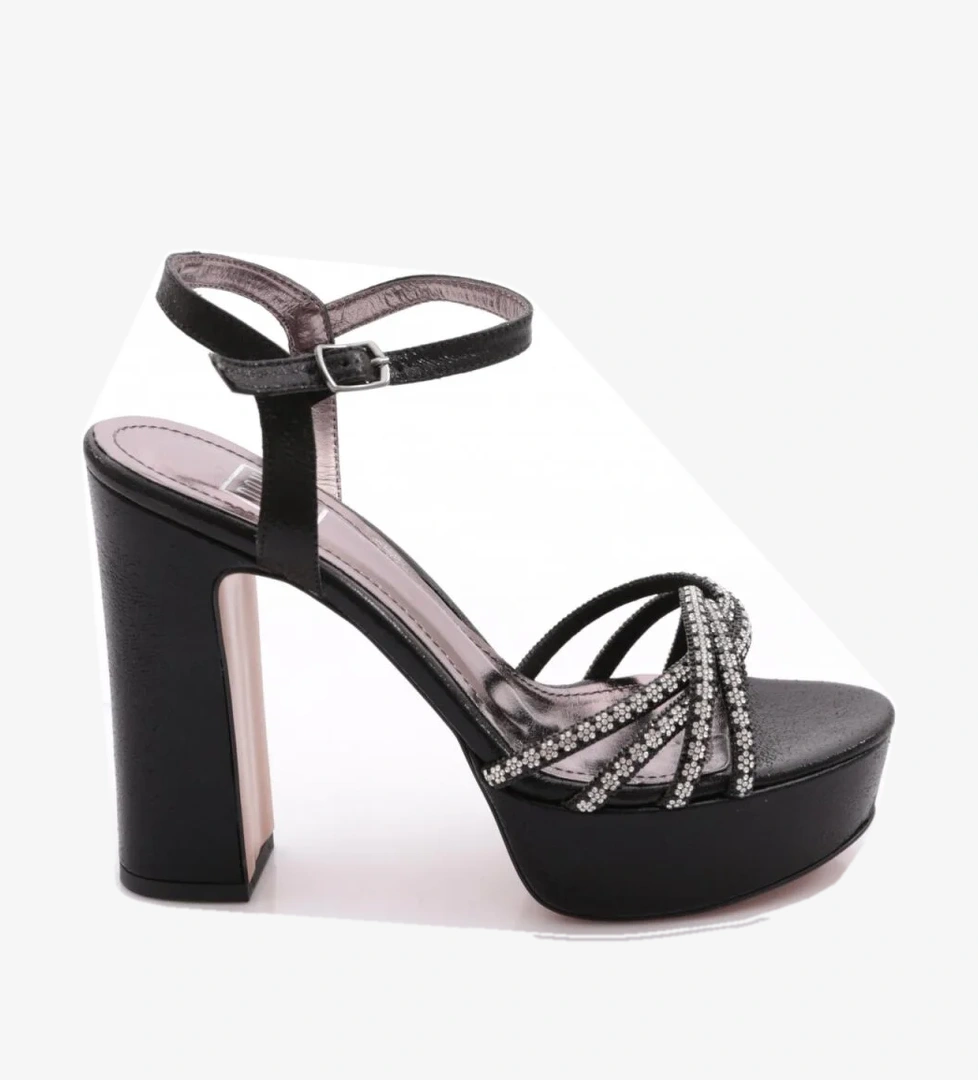 Pm08-K2045 Kadin Taş Süslemeli Topuklu Abiye Ayakkabi