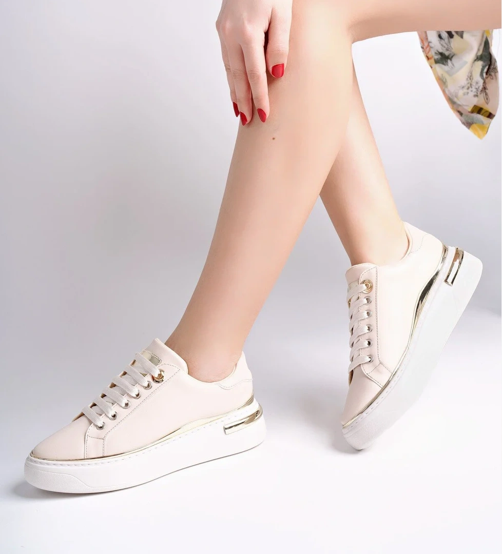 SVETLANA İnce Şerit Detaylı Bağcıklı Günlük Kadın Sneaker Spor Ayakkabı