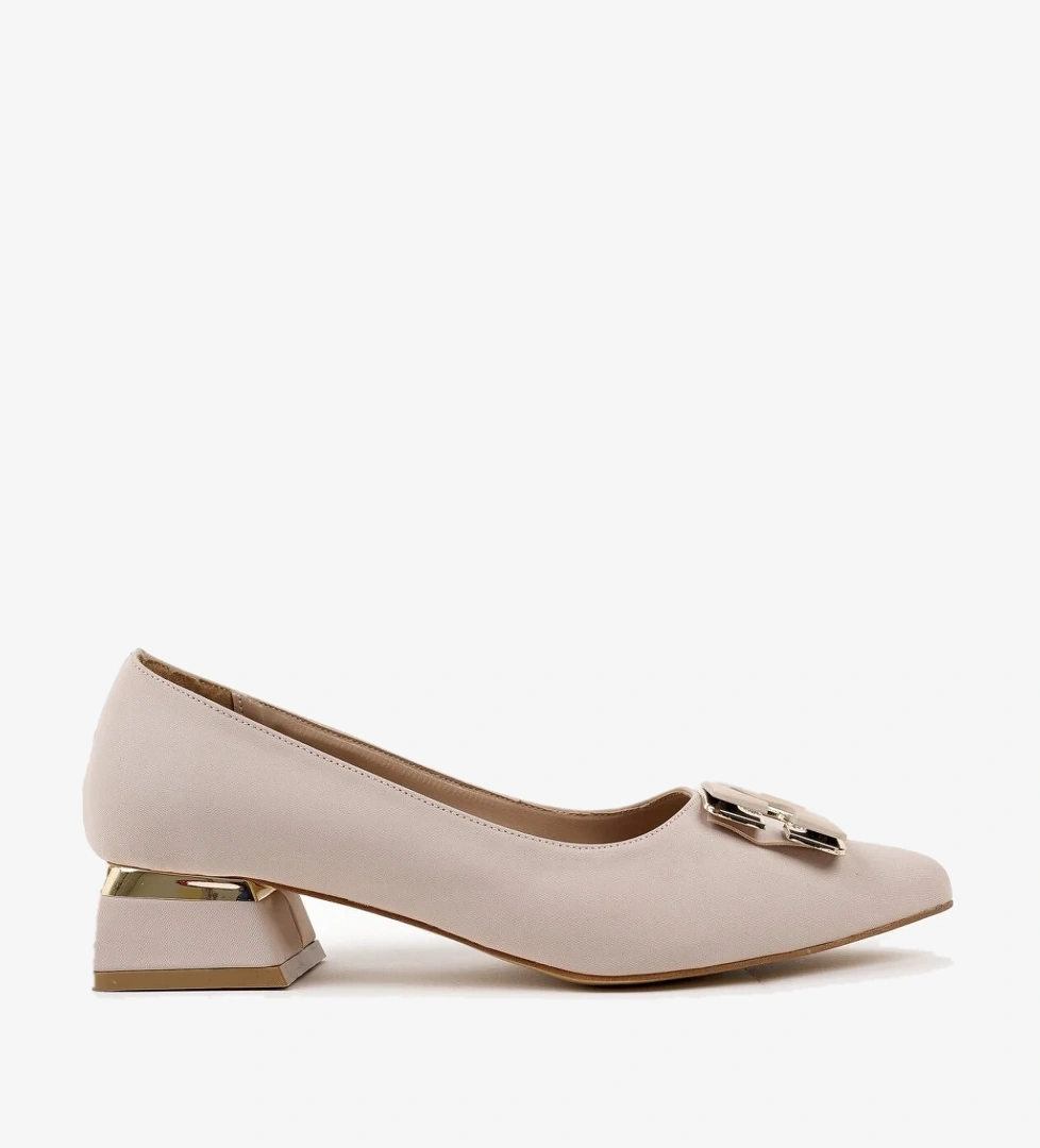 VENTİ Kalın Topuk Sivri Burun Tokalı Kadın Klasik Topuklu Ayakkabı