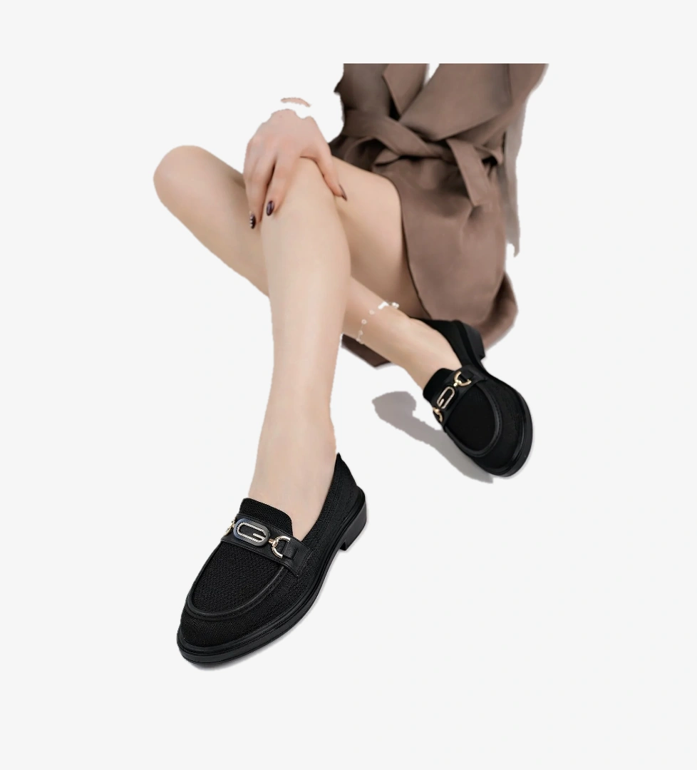 SAKURA Metal Tokalı Triko Kadın Loafer Günlük Makosen Ayakkabı