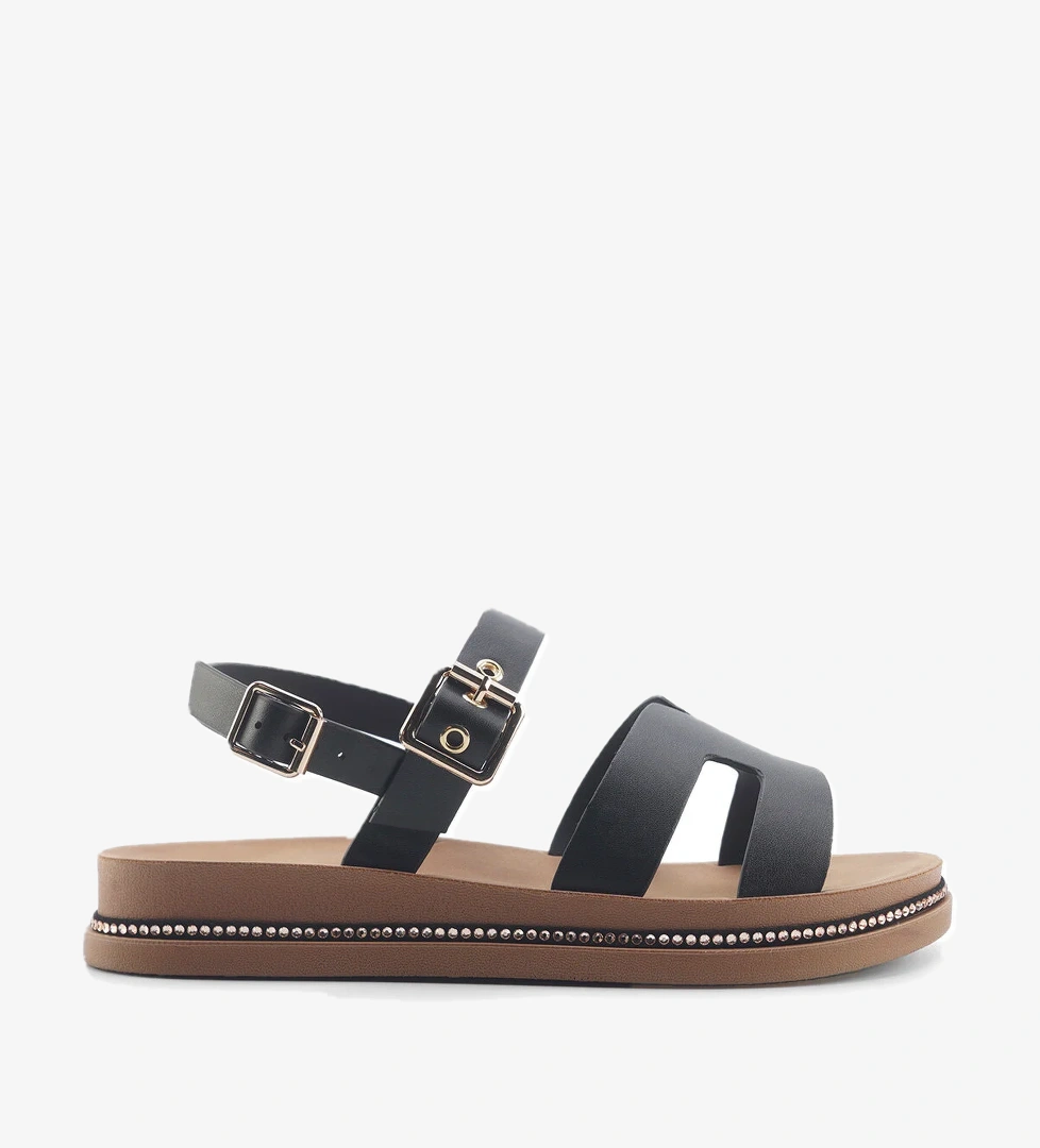 325093.Z 5FX Siyah Kadın Düz Sandalet - Görsel 1