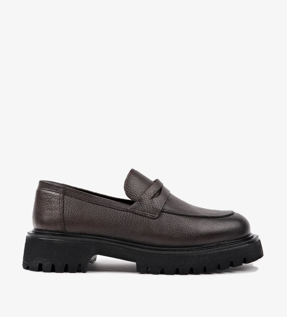 PARADİSE Hakiki Deri Kalın Taban Günlük Casual Makosen Kadın Loafer Ayakkabı - Görsel 1