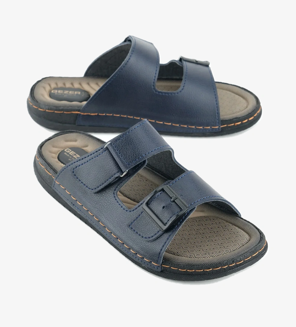 Yazlık Erkek Suni Deri İki Toka Ayarlanabilir Rahat Taban Günlük Terlik - Görsel 1