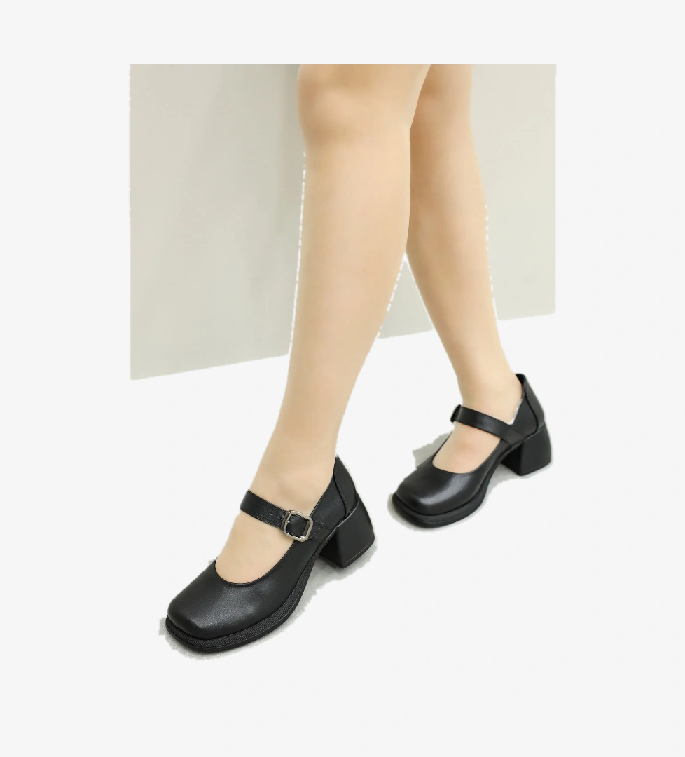 Hakiki Deri Kadın Kalın Topuklu Ayakkabı 217ZA880-03